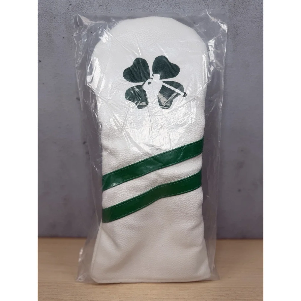 Lucky Driver Golf Head Cover White And green Clover